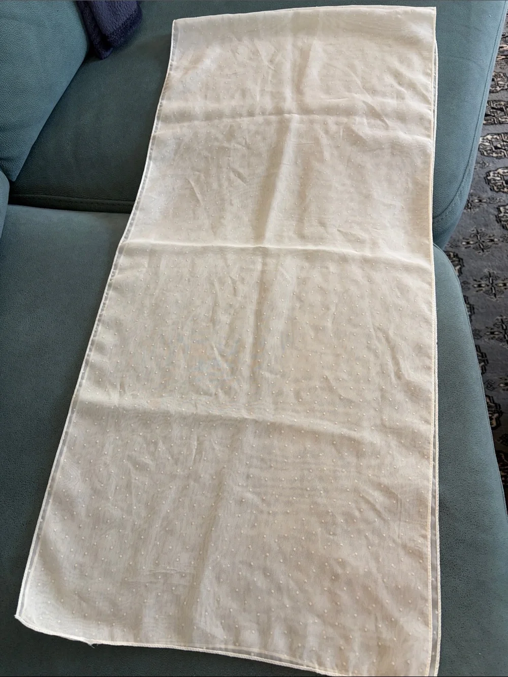 Elegant Cream Dot-Textured Women’s Scarf